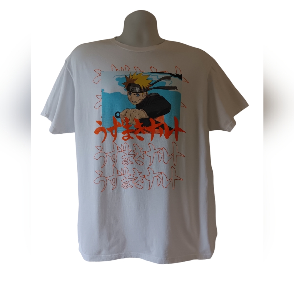 Naruto Shippuden men's white short-sleeve graphic t-shirt size XL